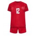 Cheap Denmark Kasper Dolberg #12 Home Football Kit Children World Cup 2022 Short Sleeve (+ pants)